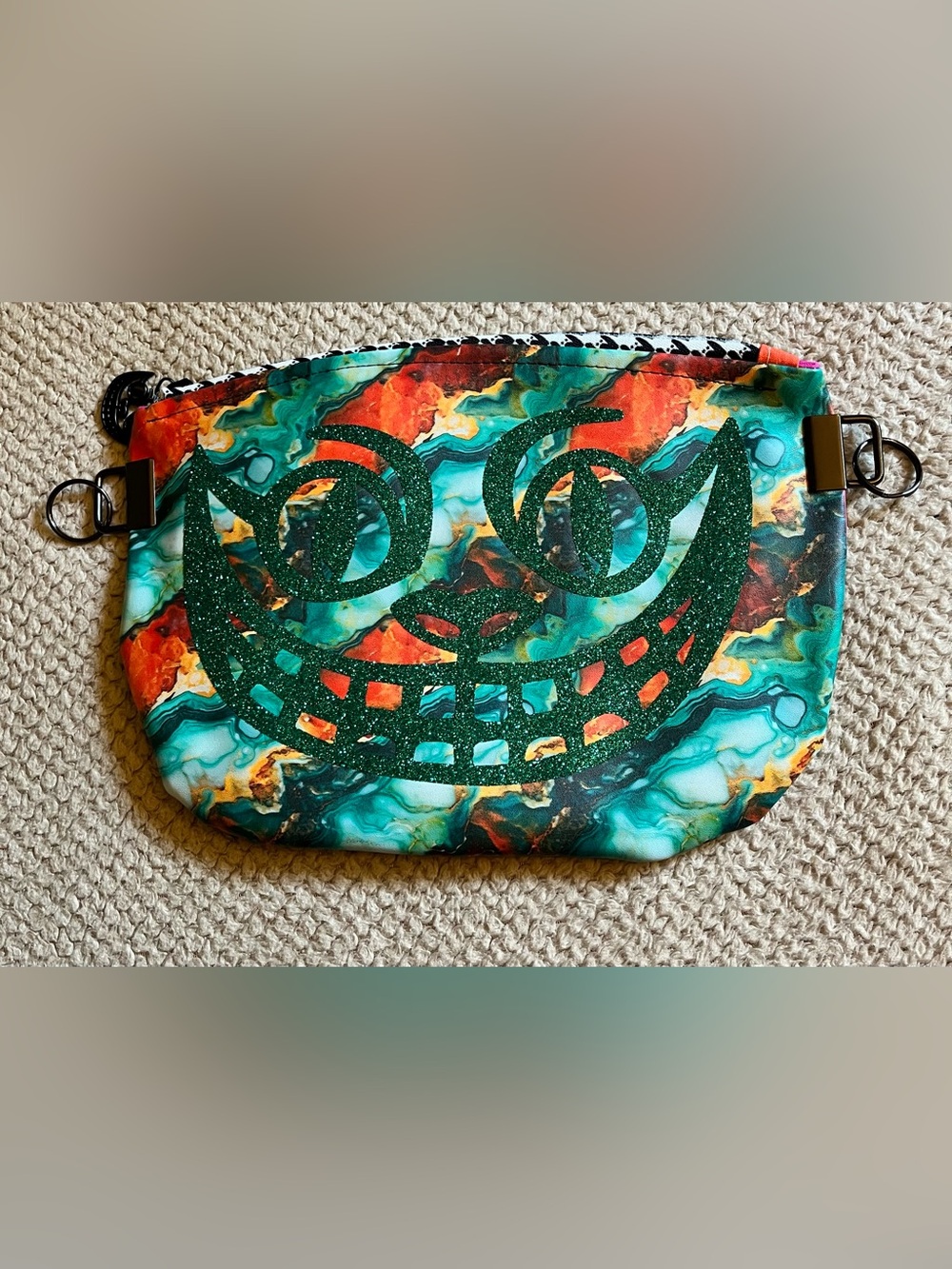 Cheshire Cat Crossbody Pouch Travel Bag Clutch one of a kind Alice in Wonderland
